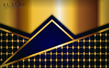 Modern luxury dark blue and gold background with overlap layers design.