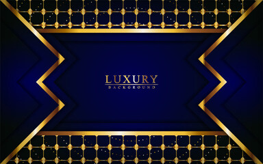 Modern luxury dark blue and gold background with overlap layers design.