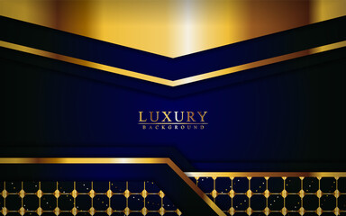 Modern luxury dark blue and gold background with overlap layers design.