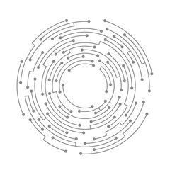 Abstract circuit board. Vector technology background. Round shape consisting of dots and lines