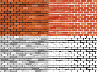 Set Seamless Brick Wall Textures