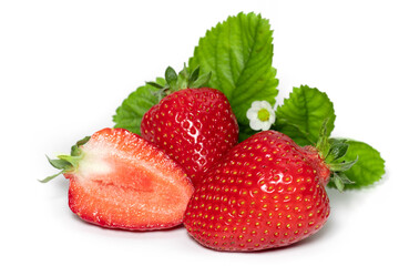 strawberries on a white background