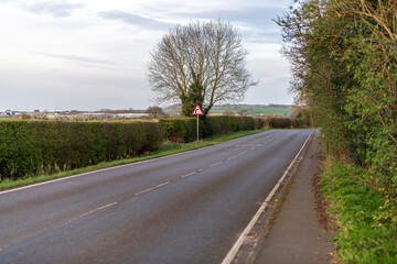 Empty road with speed limit sign in Aspley Guise, Milton Keynes