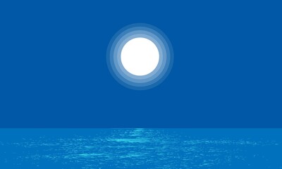 Full moon over blue sea