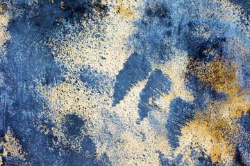Abstract blue concrete, weathered with cracks and scratches. Landscape style. Grungy Concrete Surface. Great background or texture.