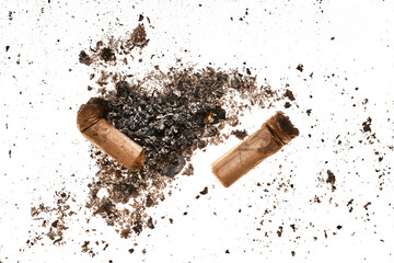 crushed tobacco butts and ash   