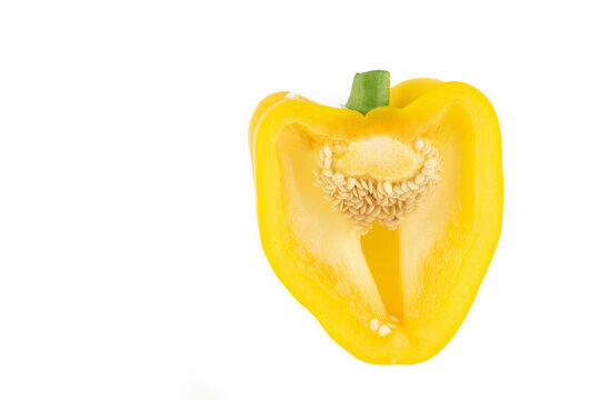 Half Yellow Pepper Isolated On White