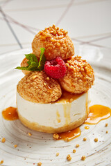 Luxury restaurant dessert side view