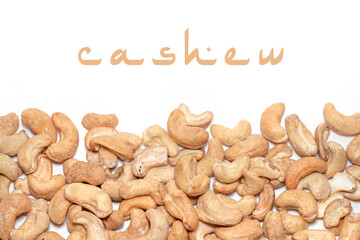 Roasted cashew nuts, texture and background.