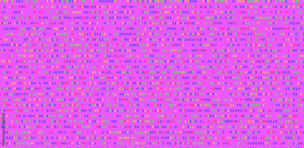 Poster Vaporwave and retrowave background with binary code in pastel colors. Retro 80's style.