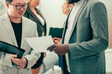 close up. business partners discussing a business documen