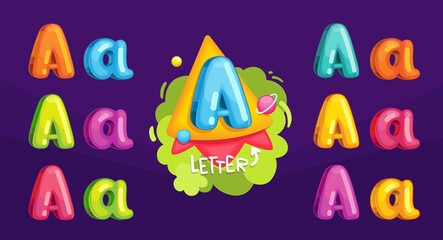 Cartoon letter A. Kids color illustration