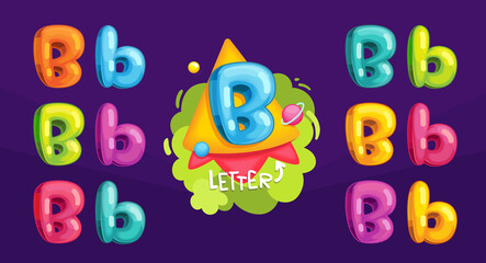 Cartoon letter B. Kids color illustration