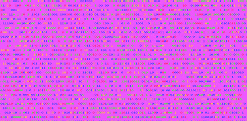 Vaporwave and retrowave background with binary code in pastel colors. Retro 80's style.