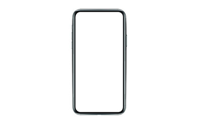 Black smartphone with blank screen isolated on white background. Mockup to showcasing mobile web-site design or screenshots your applications - Clipping Path	
