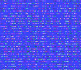 Vaporwave and retrowave background with binary code in pastel colors. Retro 80's style.