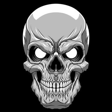 Black and white evil skull with crossbones and  Stock Illustration  66773026  PIXTA