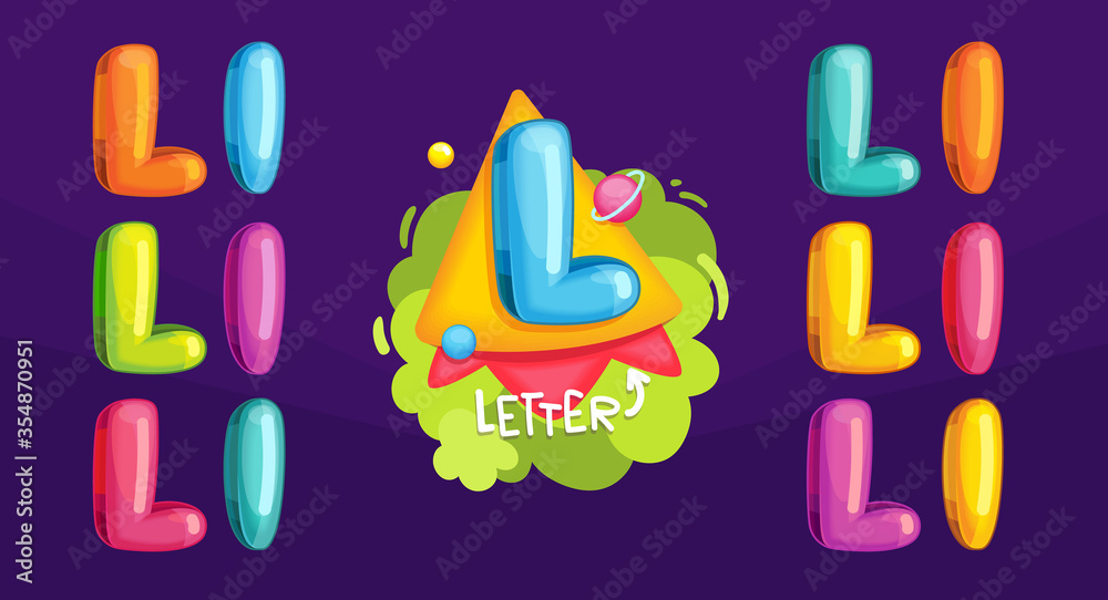 Wall mural Cartoon letter L. Kids color illustration