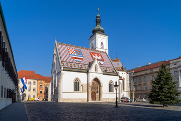 Fototapeta na wymiar St Marks Church in Zagreb, Croatia