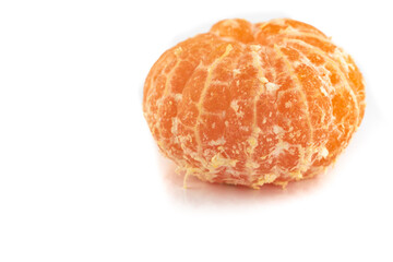 Satsuma Mandarinebeing unpeeled and quartered, isolated on a white background,