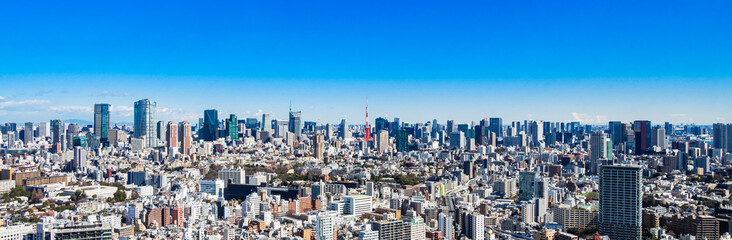 Fototapeta na wymiar 青空と東京シティビュー　ワイド