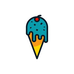 Ice cream cone filled outline icons. Vector illustration. Editable stroke. Isolated icon suitable for web, infographics, interface and apps.