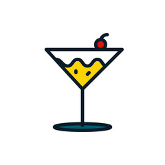 Cocktail drink filled outline icons. Vector illustration. Editable stroke. Isolated icon suitable for web, infographics, interface and apps.