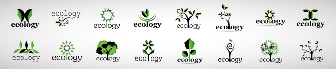 Collection Of Eco Tree And Organic Logo Set - Isolated On White Background - Vector. Eco And Organic Logo Useful For Tree Icon, Ecology Logo, Eco Symbol And Template Design. Ecology Tree Icons