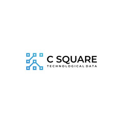 logo design letter C with the concept of technological data