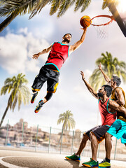 day light professional basketball players in the action