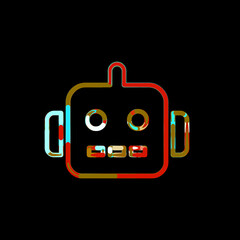 Symbol robot from multi-colored circles and stripes. Red, brown, blue, white
