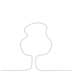 Tree silhouette line drawing, vector illustration