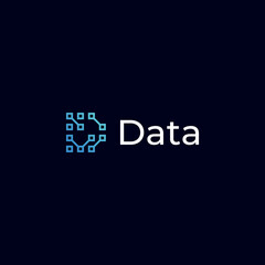 Obraz premium modern technology logo design with the letter D and data