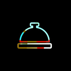 Symbol concierge bell from multi-colored circles and stripes. Red, brown, blue, white