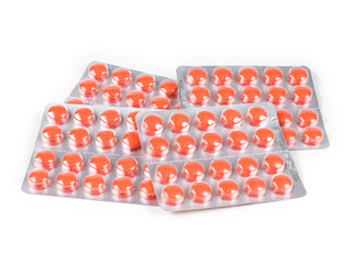 set of pills isolated on white