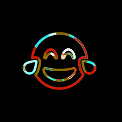 Symbol grin tears from multi-colored circles and stripes. Red, brown, blue, white