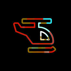 Symbol helicopter from multi-colored circles and stripes. Red, brown, blue, white