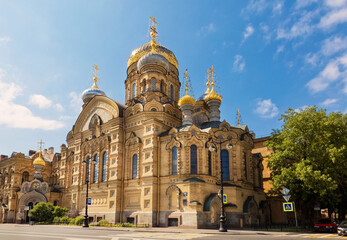 Fototapeta na wymiar Assumption Church of the Compound of the Kiev Pechersk Lavra, Vasilievsky Island, St. Petersburg
