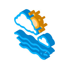 Cloudy Weather on Sea Icon Vector. Isometric Cloudy Weather on Sea sign. color isolated symbol illustration