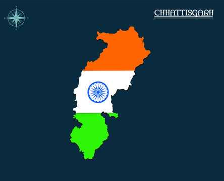 Modern map of CHHATTISGARH with india flag, india state map CHHATTISGARH , indian state infographics