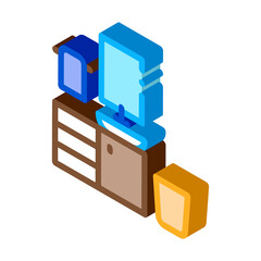 Washbasin with Mirror Icon Vector. Isometric Washbasin with Mirror sign. color isolated symbol illustration