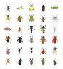 Invertebrates Flat Icons Set 