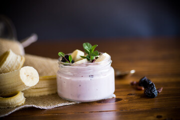 home sweet banana yogurt in a glass jar