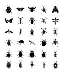 Insects Glyph Icons Pack 