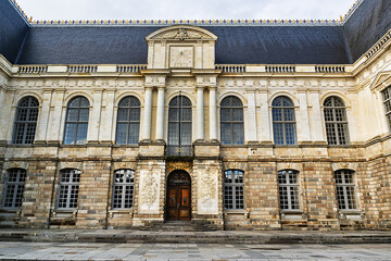 Fototapeta na wymiar Rennes Parliament of Brittany - major architectural work of seventeenth century. Rennes - capital of region of Brittany, as well as the Ille-et-Vilaine department. France.