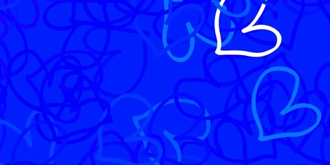 Light BLUE vector texture with lovely hearts.