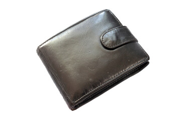 Black men leather wallet pocket with clipping path isolated on white background..
