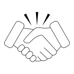 Handshake vector outline icon. Partnership, trust, friendship and collaboration. Isolated illustration on white background.