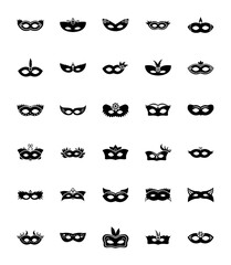 Face Mask Glyph Vector Icons