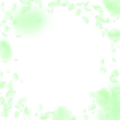 Green flower petals falling down. Superb romantic 